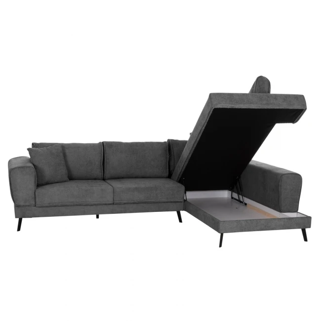 ΚΑΝΑΠΕΣ ΚΡΕΒΑΤΙ ΔΕΞΙΑ ΓΩΝΙΑ ZENORA HM3337.01R ΣΚΟΥΡΟ ΓΚΡΙ ΥΦΑΣΜΑ 303x214x80Υεκ