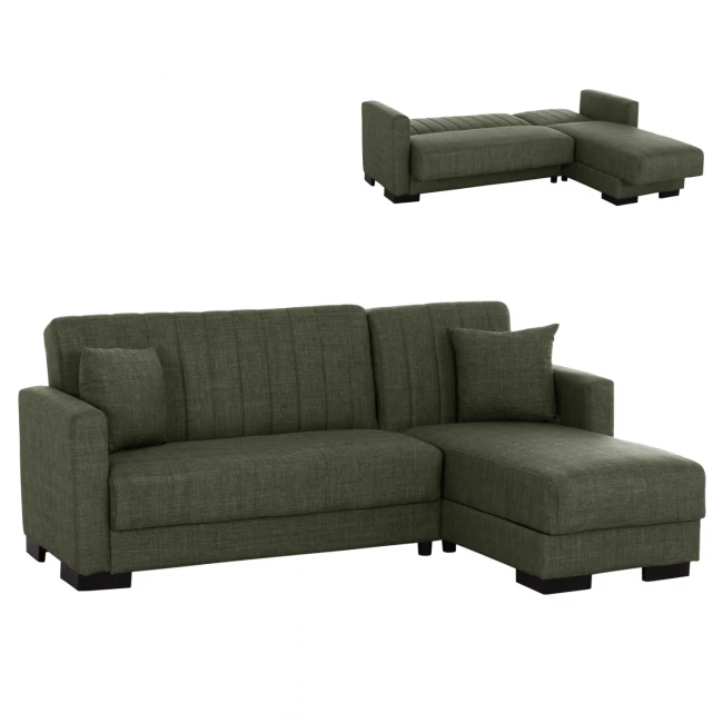 ΚΑΝΑΠΕΣ ΚΡΕΒΑΤΙ GHUFRAN ΓΩΝΙΑ ΑΝΑΣΤΡΕΨΙΜΗ DARK OLIVE ΜΕ ΑΠΟΘΗΚΕΤΙΚΟ ΧΩΡΟ HM3244.05 202x140x78Yεκ.