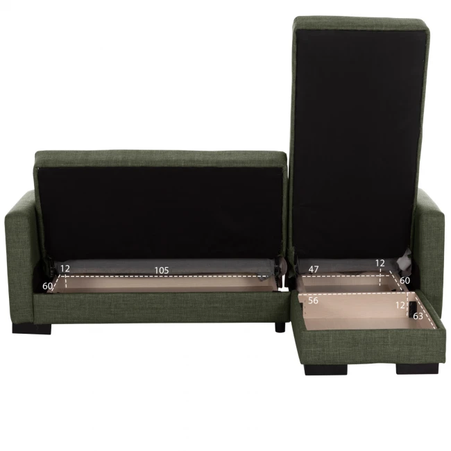 ΚΑΝΑΠΕΣ ΚΡΕΒΑΤΙ GHUFRAN ΓΩΝΙΑ ΑΝΑΣΤΡΕΨΙΜΗ DARK OLIVE ΜΕ ΑΠΟΘΗΚΕΤΙΚΟ ΧΩΡΟ HM3244.05 202x140x78Yεκ.