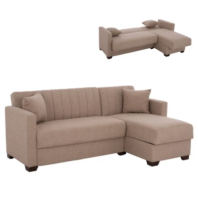 ΚΑΝΑΠΕΣ ΚΡΕΒΑΤΙ GHUFRAN ΓΩΝΙΑ ΑΝΑΣΤΡΕΨΙΜΗ ΜΠΕΖ HM3244.04 ΜΕ ΑΠΟΘΗΚΕΤΙΚΟ ΧΩΡΟ 200x133x77Yεκ.