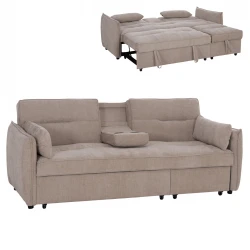 ΚΑΝΑΠΕΣ ΚΡΕΒΑΤΙ (ΓΩΝΙΑ) ΠΟΛΥΜΟΡΦΙΚΟΣ 3-ΘΕΣΙΟΣ VELAR HM3305.03 ΜΠΕΖ ΥΦΑΣΜΑ 207x90x80Υεκ.