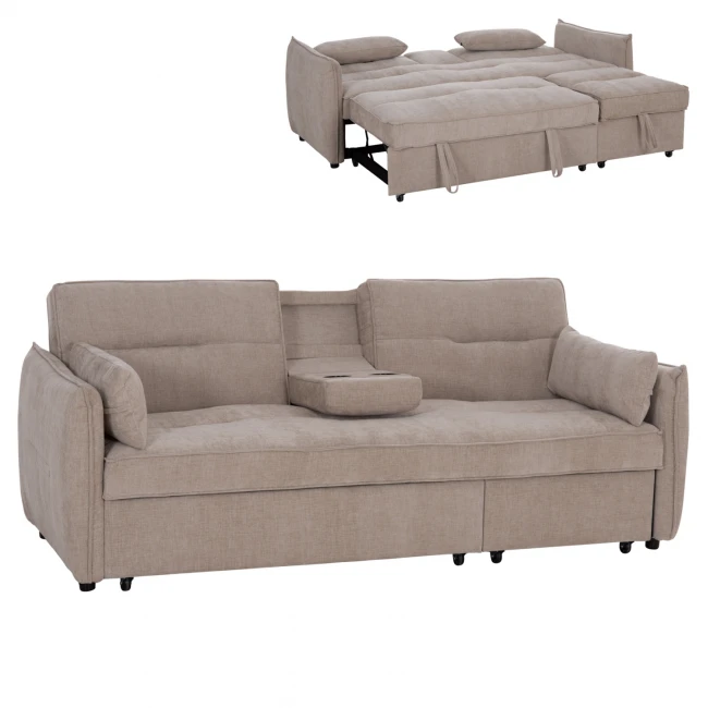 ΚΑΝΑΠΕΣ ΚΡΕΒΑΤΙ (ΓΩΝΙΑ) ΠΟΛΥΜΟΡΦΙΚΟΣ 3-ΘΕΣΙΟΣ VELAR HM3305.03 ΜΠΕΖ ΥΦΑΣΜΑ 207x90x80Υεκ.