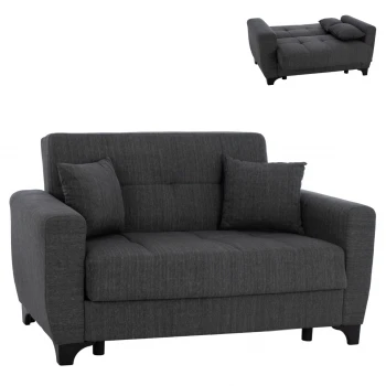 ΚΑΝΑΠΕΣ ΚΡΕΒΑΤΙ HEMA ΔΙΘΕΣΙΟΣ  ΨΗΛΗ ΠΛΑΤΗ ΓΚΡΙ HM3243.03 160x84x88 εκ.