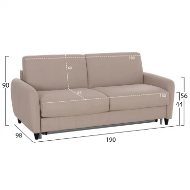 ΚΑΝΑΠΕΣ-ΚΡΕΒΑΤΙ ΜΕ ΑΝΑΔΙΠΛ.ΣΤΡΩΜΑ ETUDINE HM3311.02 ΜΠΕΖ ΥΦΑΣΜΑ 190x98x90Υεκ