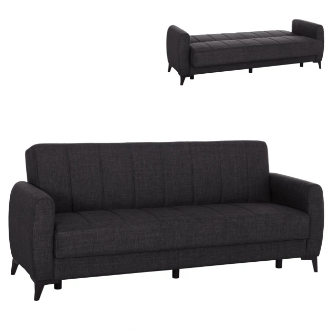 ΚΑΝΑΠΕΣ ΚΡΕΒΑΤΙ ΜΕ ΑΠΟΘ.ΧΩΡΟ TΡΙΘΕΣΙΟΣ NIKKO HM3292.01 ΓΚΡΙ ΥΦΑΣΜΑ 209x76x83Υεκ.