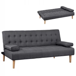 ΚΑΝΑΠΕΣ ΚΡΕΒΑΤΙ WANDA HM3149.01 ΜΕ ΓΚΡΙ ΥΦΑΣΜΑ ΚΑΙ 2 ΠΛΑΙΝΑ ΜΑΞΙΛΑΡΙΑ 190X84X83Y εκ.