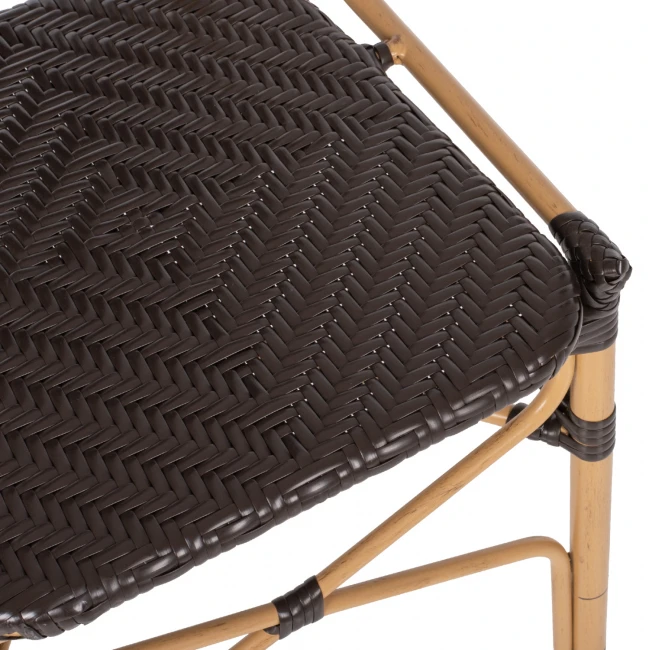 ΚΑΡΕΚΛΑ ΑΛΟΥΜΙΝΙΟΥ BAMBOO LOOK ΜΕ ΚΑΦΕ PE RATTAN HM5925.01 47x58x95Yεκ.