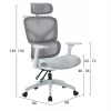 ΚΑΡΕΚΛΑ ΓΡΑΦΕΙΟΥ APEX HM1227.02 ΛΕΥΚΟ PP--ΑΝΟΙΧΤΟ ΓΚΡΙ MESH 68x68x120-130Υεκ