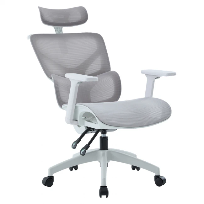 ΚΑΡΕΚΛΑ ΓΡΑΦΕΙΟΥ APEX HM1227.02 ΛΕΥΚΟ PP--ΑΝΟΙΧΤΟ ΓΚΡΙ MESH 68x68x120-130Υεκ