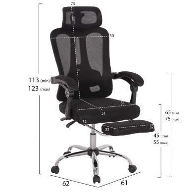 ΚΑΡΕΚΛΑ ΓΡΑΦΕΙΟΥ BARNET HM18258.01 ΜΑΥΡΟ MESH-ΜΑΥΡΟΣ ΣΚΕΛΕΤΟΣ NYLON 61x62x123Υ