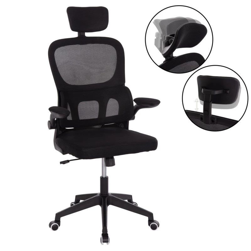 ΚΑΡΕΚΛΑ ΓΡΑΦΕΙΟΥ BASTON HM18236.01 ΜΑΥΡΟ MESH & PP ΣΚΕΛΕΤΟΣ 64x60x117-127Υεκ.