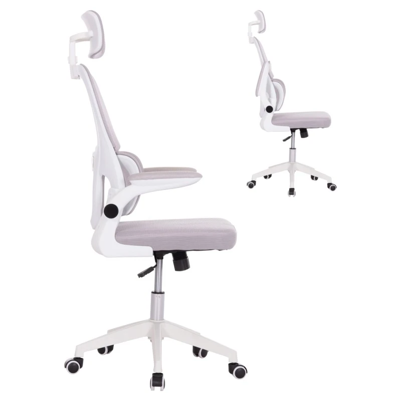 ΚΑΡΕΚΛΑ ΓΡΑΦΕΙΟΥ BASTON HM18236.03 ΓΚΡΙ MESH & ΛΕΥΚΟΣ PP ΣΚΕΛΕΤΟΣ 64x60x127Υεκ.