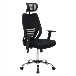 ΚΑΡΕΚΛΑ ΓΡΑΦΕΙΟΥ BRIEF HM1206.01 ΜΑΥΡΟ MESH--ΒΑΣΗ ΧΡΩΜΙΟΥ 63x64x122Υεκ.