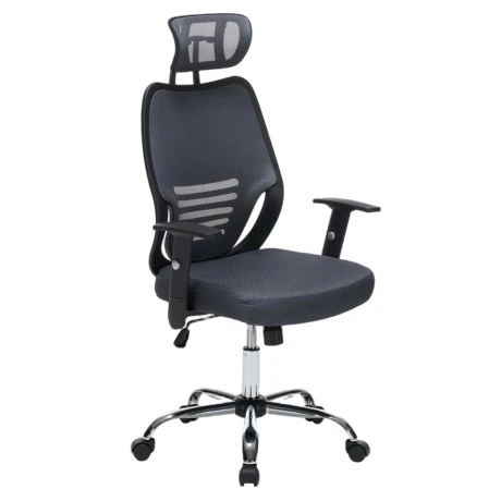 ΚΑΡΕΚΛΑ ΓΡΑΦΕΙΟΥ BRIEF HM1206.02 ΓΚΡΙ MESH--ΒΑΣΗ ΧΡΩΜΙΟΥ 63x64x122Υεκ.