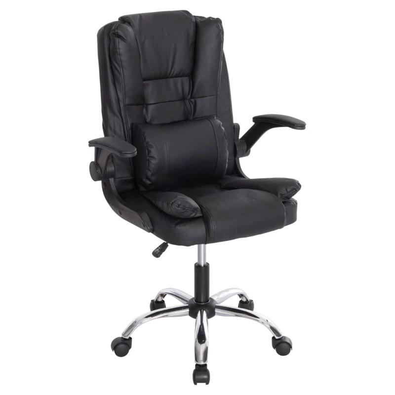 ΚΑΡΕΚΛΑ ΓΡΑΦΕΙΟΥ CANAN HM1201 ΜΑΥΡO PVC-ΜΑΥΡΟ NYLON-ΒΑΣΗ ΧΡΩΜΙΟΥ 66x61x105Υεκ.