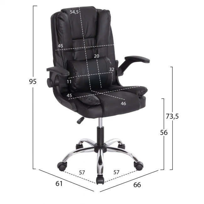ΚΑΡΕΚΛΑ ΓΡΑΦΕΙΟΥ CANAN HM1201 ΜΑΥΡO PVC-ΜΑΥΡΟ NYLON-ΒΑΣΗ ΧΡΩΜΙΟΥ 66x61x105Υεκ.