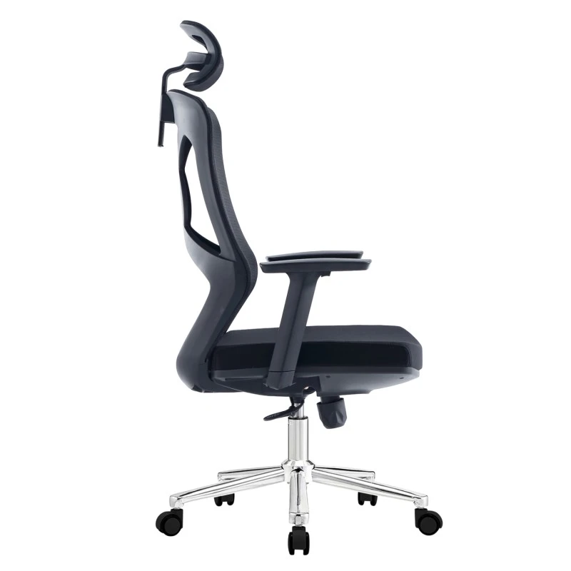 ΚΑΡΕΚΛΑ ΓΡΑΦΕΙΟΥ FLEXORA HM1213.01 ΜΑΥΡO MESH-ΒΑΣΗ ΧΡΩΜΙΟΥ 60x63x125Υεκ