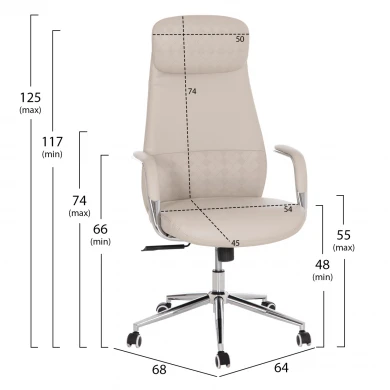ΚΑΡΕΚΛΑ ΓΡΑΦΕΙΟΥ SONTY HM18354.10 ΑΝΟΙΧΤΟ ΓΚΡΙ PU ΔΕΡΜΑ--ΒΑΣΗ ΧΡΩΜΙΟΥ 64x68x125Υεκ