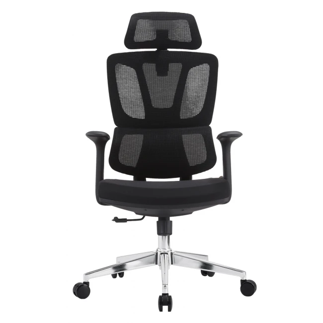 ΚΑΡΕΚΛΑ ΓΡΑΦΕΙΟΥ TASKMASTER HM1216.01 ΜΑΥΡO MESH-ΒΑΣΗ ΧΡΩΜΙΟΥ 69x65x125Υεκ