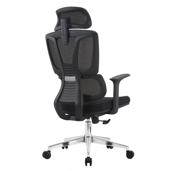 ΚΑΡΕΚΛΑ ΓΡΑΦΕΙΟΥ TASKMASTER HM1216.01 ΜΑΥΡO MESH-ΒΑΣΗ ΧΡΩΜΙΟΥ 69x65x125Υεκ