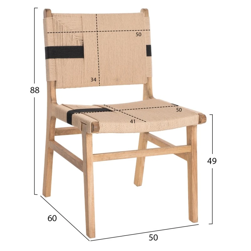 ΚΑΡΕΚΛΑ RUBBERWOOD ΚΑΙ ΣΧΟΙΝΙ ΣΕ ΦΥΣΙΚΟ RUSTIC 49X59X86Yεκ.HM9323.01