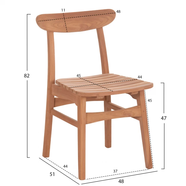ΚΑΡΕΚΛΑ ΤΡΑΠΕΖΑΡΙΑΣ ΕΞ.ΧΩΡΟΥ ROBBIE HM18115 ΞΥΛΟ TEAK--ΦΥΣΙΚΟ 48x51x82Υεκ.