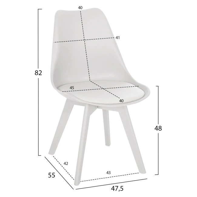 ΚΑΡΕΚΛΑ VEGAS HM0033.31 ΠΟΛΥΠΡΟΠΥΛΕΝΙΟΥ-PU- ΛΕΥΚΟ 47,5x55x82 εκ.