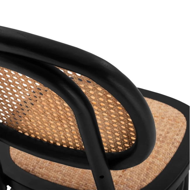 ΚΑΡΕΚΛΑ ΞΥΛΙΝΗ PENNY ΜΕ ΠΛΕΞΗ RATTAN ΣΕ ΜΑΥΡΗ ΑΠΟΧΡΩΣΗ HM8747 44x51x87 εκ.