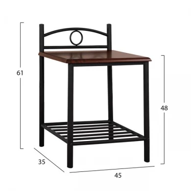 ΚΟΜΟΔΙΝΟ REVEN HM387 ΑΠΟ ΜΕΤΑΛΛΟ ΚΑΙ ΞΥΛΟ RUBBERWOOD 45x35x48-61Y εκ.