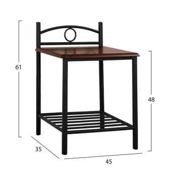 ΚΟΜΟΔΙΝΟ REVEN HM387 ΑΠΟ ΜΕΤΑΛΛΟ ΚΑΙ ΞΥΛΟ RUBBERWOOD 45x35x48-61Y εκ.