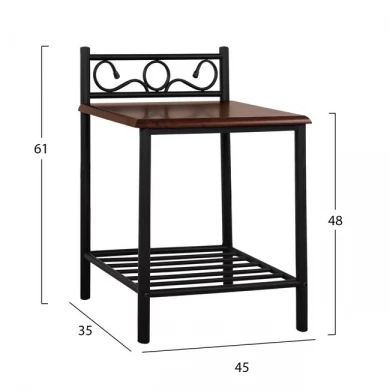 ΚΟΜΟΔΙΝΟ SUZIE HM388 ΑΠΟ ΜΕΤΑΛΛΟ ΚΑΙ ΞΥΛΟ 45x35x48-61Y εκ.