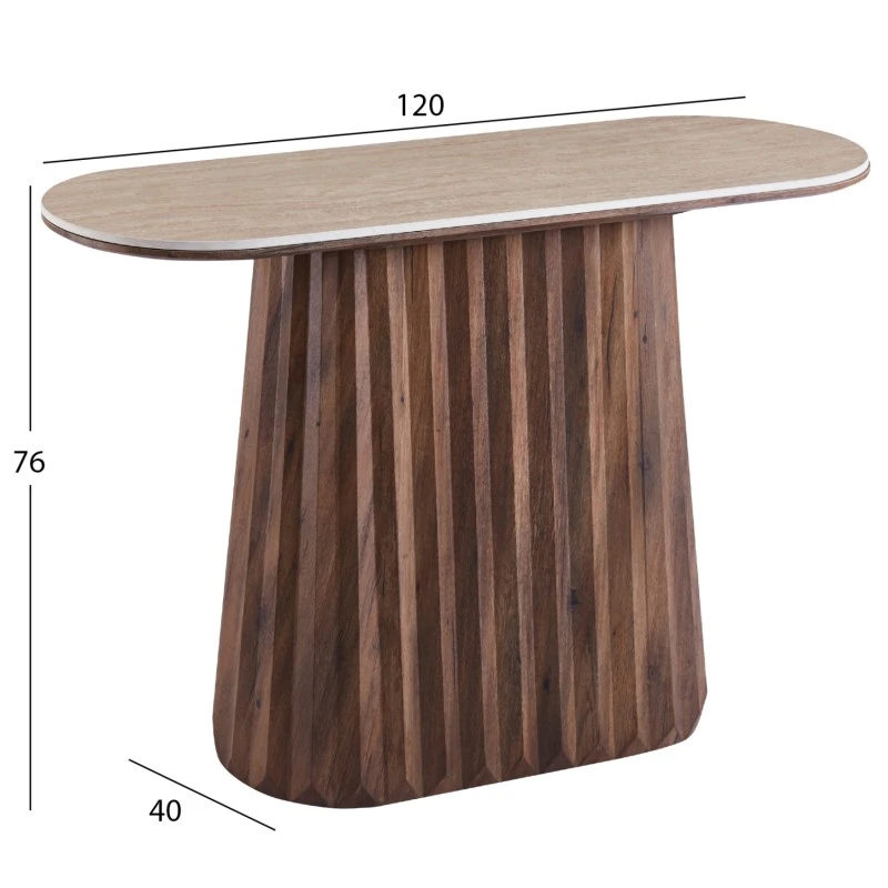 ΚΟΝΣΟΛΑ WALDEN HM18439 ΚΕΡΑΜΙΚΟ TOP ΤΡΑΒΕΡΤΙΝΑ--MDF ΒΑΣΗ ΚΑΡΥΔΙ 120x40x76Υεκ