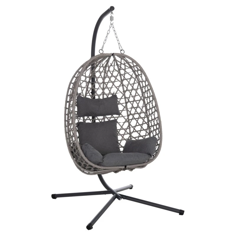 ΚΡΕΜΑΣΤΗ ΦΩΛΙΑ NESTA HM6468.01 ΓΚΡΙ ΜΕΤΑΛΛΟ & P.E.RATTAN 100x100x190Υεκ.