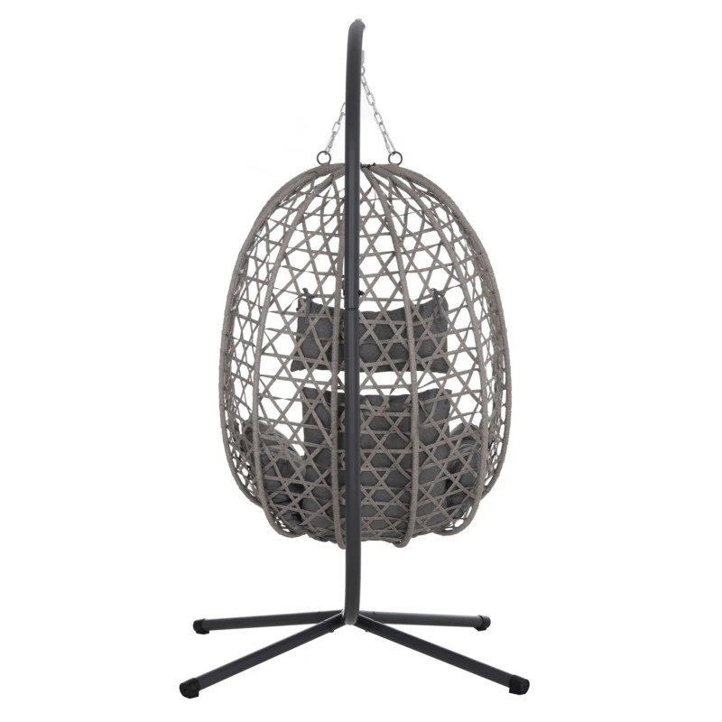 ΚΡΕΜΑΣΤΗ ΦΩΛΙΑ NESTA HM6468.01 ΓΚΡΙ ΜΕΤΑΛΛΟ & P.E.RATTAN 100x100x190Υεκ.