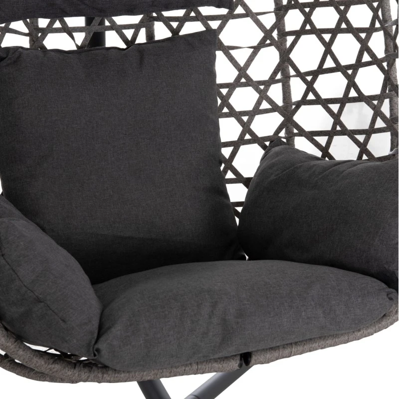 ΚΡΕΜΑΣΤΗ ΦΩΛΙΑ NESTA HM6468.01 ΓΚΡΙ ΜΕΤΑΛΛΟ & P.E.RATTAN 100x100x190Υεκ.