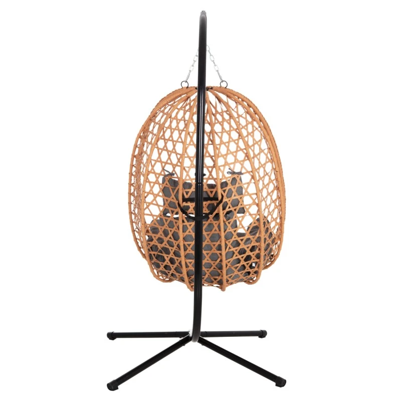 ΚΡΕΜΑΣΤΗ ΦΩΛΙΑ NESTA HM6468.05 ΜΑΥΡΟ ΜΕΤΑΛΛΟ--ΚΑΦΕ P.E.RATTAN 100x100x190Υεκ.
