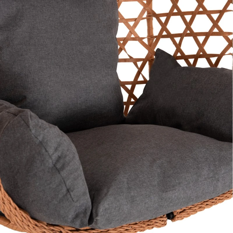 ΚΡΕΜΑΣΤΗ ΦΩΛΙΑ NESTA HM6468.05 ΜΑΥΡΟ ΜΕΤΑΛΛΟ--ΚΑΦΕ P.E.RATTAN 100x100x190Υεκ.