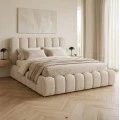 ΚΡΕΒΑΤΙ ΔΙΠΛΟ MARIUS HM759.03 ΜΠΕΖ CHENILLE ΥΦΑΣΜΑ-- ΓΙΑ ΣΤΡΩΜΑ 160x200εκ