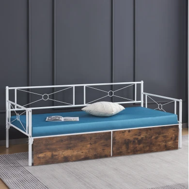 ΚΡΕΒΑΤΙ-ΚΑΝΑΠΕΣ BERNIE HM21121.01 ΛΕΥΚΟΣ ΜΕΤΑΛ.ΣΚΕΛΕΤΟΣ & 2 ΣΥΡΤΑΡΙΑ- ΓΙΑ 190x90εκ.