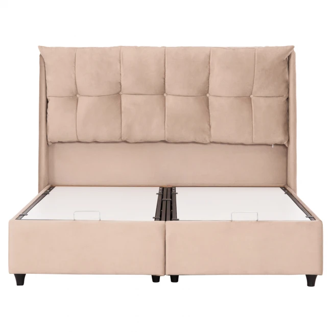 ΚΡEΒΑΤΙ ΜΕ ΑΠΟΘΗΚΕΥΤΙΚΟ ΧΩΡΟ DREAMLET HM716 ΜΠΕΖ ΒΕΛΟΥΔΟ- ΓΙΑ ΣΤΡΩΜΑ 160x200εκ.