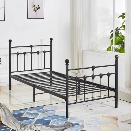 ΚΡΕΒΑΤΙ ΜΕΤΑΛΛΙΚΟ KAMIL 90x190 εκ. ΜΑΥΡΟ ΧΡΩΜΑ HM574.01