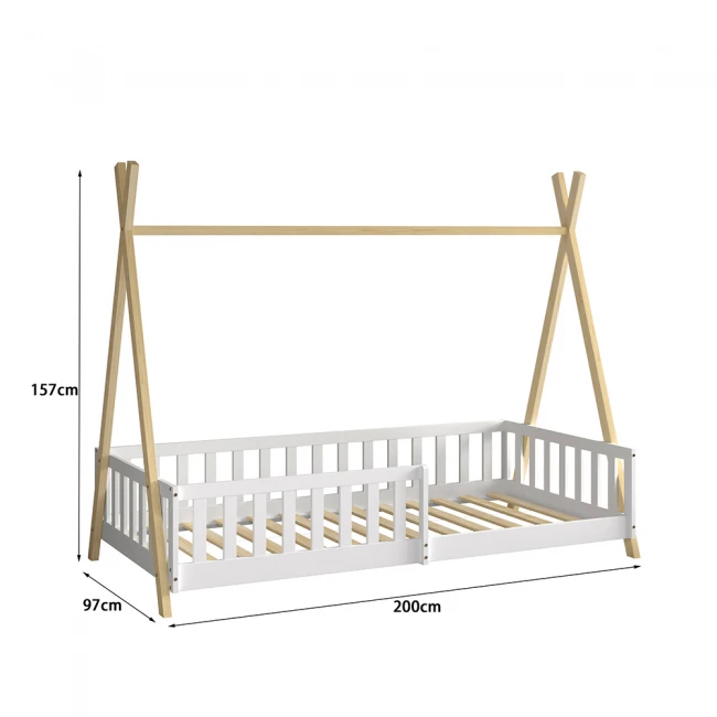 ΚΡΕΒΑΤΙ ΠΑΙΔΙΚΟ ΜΕ ΚΑΓΚΕΛΑ MUNK HM739.03 τ.MONTESSORI ΠΕΥΚΟ ΦΥΣΙΚΟ-ΛΕΥΚΟ--190x90εκ