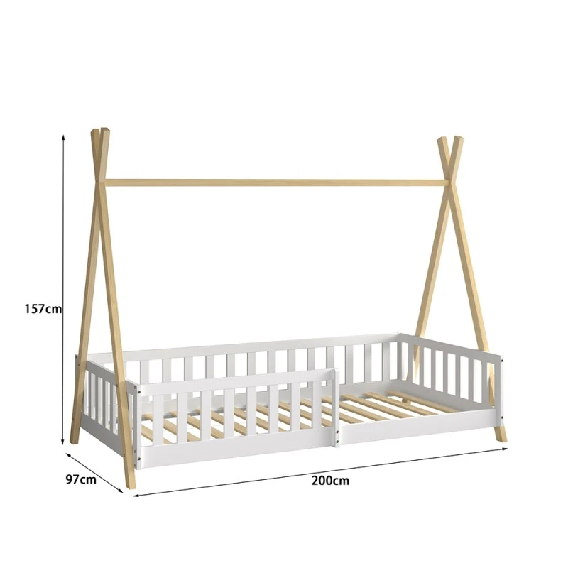 ΚΡΕΒΑΤΙ ΠΑΙΔΙΚΟ ΜΕ ΚΑΓΚΕΛΑ MUNK HM739.03 τ.MONTESSORI ΠΕΥΚΟ ΦΥΣΙΚΟ-ΛΕΥΚΟ--190x90εκ