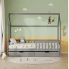 ΚΡΕΒΑΤΙ ΠΑΙΔΙΚΟ ΜΕ ΣΥΡΤΑΡΙΑ PHYLLIS HM724.05 τ.MONTESSORI ΓΚΡΙ 196x97x161Υεκ.