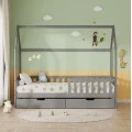 ΚΡΕΒΑΤΙ ΠΑΙΔΙΚΟ ΜΕ ΣΥΡΤΑΡΙΑ PHYLLIS HM724.05 τ.MONTESSORI ΓΚΡΙ 196x97x161Υεκ.
