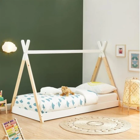 ΚΡΕΒΑΤΙ ΠΑΙΔΙΚΟ MUNK HM699.03 τ.MONTESSORI ΞΥΛΟ ΠΕΥΚΟΥ ΦΥΣΙΚΟ-ΛΕΥΚΟ- 190x90εκ