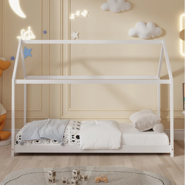 ΚΡΕΒΑΤΙ ΠΑΙΔΙΚΟ PEPE HM677.03 τ.MONTESSORI ΞΥΛΟ ΠΕΥΚΟ ΛΕΥΚΟ- 190x90εκ