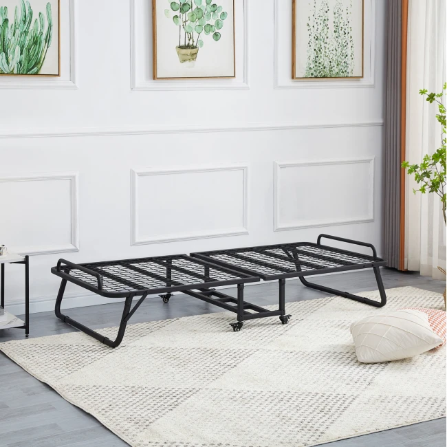 ΚΡΕΒΑΤΙ-ΡΑΝΤΖΟ ΜΕ ΣΤΡΩΜΑ NETTI HM691.01 ΜΕΤΑΛΛΙΚΟ ΜΑΥΡΟ ΜΑΤ 190x76x30Υεκ.