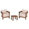 LOUNGE ΣΕΤ KIOTO HM10960 ΤΡΑΠΕΖΑΚΙ & 2 ΠΟΛΥΘΡΟΝΕΣ--ΞΥΛΟ TEAK--ΜΠΕΖ ΜΑΞΙΛΑΡΙΑ