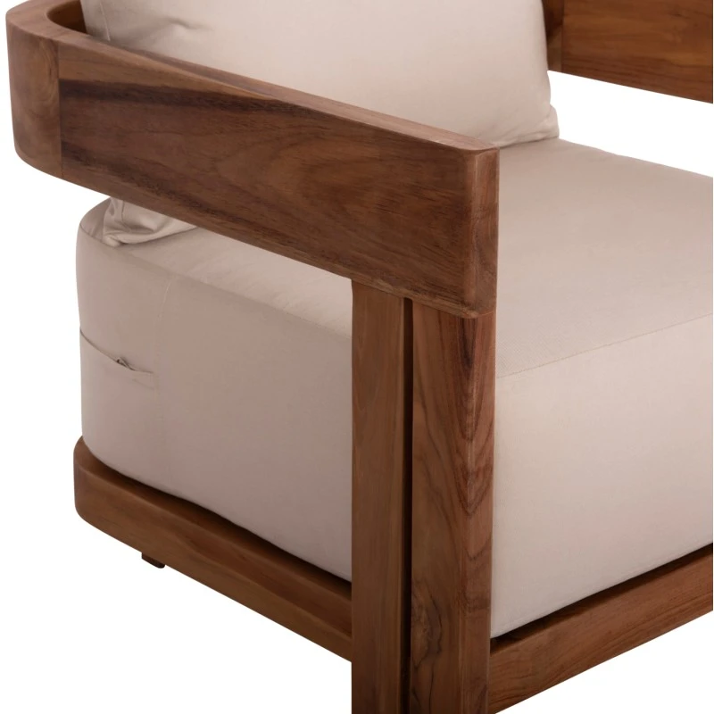 LOUNGE ΣΕΤ KIOTO HM10960 ΤΡΑΠΕΖΑΚΙ & 2 ΠΟΛΥΘΡΟΝΕΣ--ΞΥΛΟ TEAK--ΜΠΕΖ ΜΑΞΙΛΑΡΙΑ